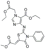 ETHYL 1-(2-ETHOXY-2-OXOETHYL)-4-({5-[(Z)-2-METHOXY-2-OXOETHYLIDENE]-4-OXO-3-PHENYL-1,3-THIAZOLIDIN-2-YLIDENE}AMINO)-1H-IMIDAZOLE-5-CARBOXYLATE 结构式