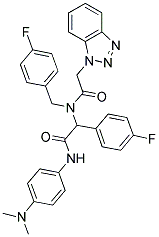 2-(2-(1H-BENZO[D][1,2,3]TRIAZOL-1-YL)-N-(4-FLUOROBENZYL)ACETAMIDO)-N-(4-(DIMETHYLAMINO)PHENYL)-2-(4-FLUOROPHENYL)ACETAMIDE 结构式