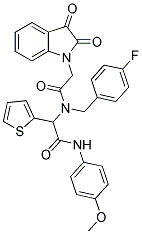 2-(2,3-DIOXOINDOLIN-1-YL)-N-(4-FLUOROBENZYL)-N-(2-(4-METHOXYPHENYLAMINO)-2-OXO-1-(THIOPHEN-2-YL)ETHYL)ACETAMIDE 结构式