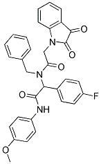 N-BENZYL-2-(2,3-DIOXOINDOLIN-1-YL)-N-(1-(4-FLUOROPHENYL)-2-(4-METHOXYPHENYLAMINO)-2-OXOETHYL)ACETAMIDE 结构式