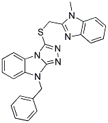 9-BENZYL-3-(1-METHYL-1H-BENZOIMIDAZOL-2-YLMETHYLSULFANYL)-9H-BENZO[4,5]IMIDAZO[2,1-C][1,2,4]TRIAZOLE 结构式