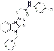 2-(9-BENZYL-9H-BENZO[4,5]IMIDAZO[2,1-C][1,2,4]TRIAZOL-3-YLSULFANYL)-N-(4-CHLORO-PHENYL)-ACETAMIDE 结构式