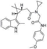 2-(CYCLOPROPYL{2-[(1R,3S)-2,2-DIMETHYL-3-(2-METHYL-1H-INDOL-3-YL)CYCLOPROPYL]ACETYL}AMINO)-N-(4-METHOXYPHENYL)ACETAMIDE 结构式