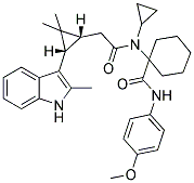 1-(N-CYCLOPROPYL-2-((1R,3S)-2,2-DIMETHYL-3-(2-METHYL-1H-INDOL-3-YL)CYCLOPROPYL)ACETAMIDO)-N-(4-METHOXYPHENYL)CYCLOHEXANECARBOXAMIDE 结构式