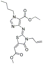 ETHYL 4-({3-ALLYL-5-[(E)-2-METHOXY-2-OXOETHYLIDENE]-4-OXO-1,3-THIAZOLIDIN-2-YLIDENE}AMINO)-1-BUTYL-1H-IMIDAZOLE-5-CARBOXYLATE 结构式