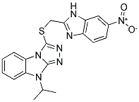 9-ISOPROPYL-3-(6-NITRO-1H-BENZOIMIDAZOL-2-YLMETHYLSULFANYL)-9H-BENZO[4,5]IMIDAZO[2,1-C][1,2,4]TRIAZOLE 结构式