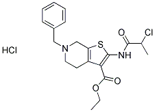 6-Benzyl-2-(2-chloro-propionylamino)-4,5,6,7-tetrahydro-thieno[2,3-c]pyridine-3-carboxylic acid ethyl ester hydrochloride 结构式
