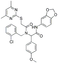N-(BENZO[D][1,3]DIOXOL-5-YL)-2-(N-(2-CHLOROBENZYL)-2-(4,6-DIMETHYLPYRIMIDIN-2-YLTHIO)ACETAMIDO)-2-(4-METHOXYPHENYL)ACETAMIDE 结构式