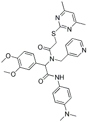 2-(3,4-DIMETHOXYPHENYL)-N-(4-(DIMETHYLAMINO)PHENYL)-2-(2-(4,6-DIMETHYLPYRIMIDIN-2-YLTHIO)-N-(PYRIDIN-3-YLMETHYL)ACETAMIDO)ACETAMIDE 结构式