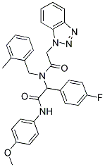 2-(2-(1H-BENZO[D][1,2,3]TRIAZOL-1-YL)-N-(2-METHYLBENZYL)ACETAMIDO)-2-(4-FLUOROPHENYL)-N-(4-METHOXYPHENYL)ACETAMIDE 结构式