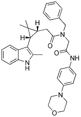 N-BENZYL-2-((1R,3S)-2,2-DIMETHYL-3-(2-METHYL-1H-INDOL-3-YL)CYCLOPROPYL)-N-(2-(4-MORPHOLINOPHENYLAMINO)-2-OXOETHYL)ACETAMIDE 结构式