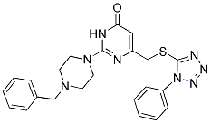 2-(4-BENZYL-1-PIPERAZINYL)-6-{[(1-PHENYL-1H-1,2,3,4-TETRAAZOL-5-YL)SULFANYL]METHYL}-4(3H)-PYRIMIDINONE 结构式