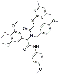 2-(4,6-DIMETHYLPYRIMIDIN-2-YLTHIO)-N-(4-METHOXYBENZYL)-N-(2-(4-METHOXYPHENYLAMINO)-2-OXO-1-(3,4,5-TRIMETHOXYPHENYL)ETHYL)ACETAMIDE 结构式