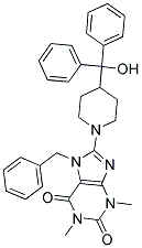 7-BENZYL-8-(4-(HYDROXYDIPHENYLMETHYL)PIPERIDIN-1-YL)-1,3-DIMETHYL-1H-PURINE-2,6(3H,7H)-DIONE 结构式