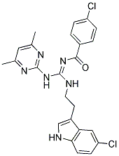 N'-(4-CHLOROBENZOYL)-N-[2-(5-CHLORO-1H-INDOL-3-YL)ETHYL]-N'-(4,6-DIMETHYL-2-PYRIMIDINYL)GUANIDINE 结构式