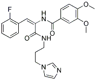 N-[(E)-2-(2-FLUOROPHENYL)-1-({[3-(1H-IMIDAZOL-1-YL)PROPYL]AMINO}CARBONYL)ETHENYL]-3,4-DIMETHOXYBENZAMIDE 结构式