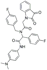 N-(4-(DIMETHYLAMINO)PHENYL)-2-(2-(2,3-DIOXOINDOLIN-1-YL)-N-(4-FLUOROBENZYL)ACETAMIDO)-2-(4-FLUOROPHENYL)ACETAMIDE 结构式