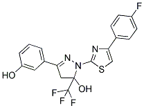 1-[4-(4-FLUOROPHENYL)-1,3-THIAZOL-2-YL]-3-(3-HYDROXYPHENYL)-5-(TRIFLUOROMETHYL)-4,5-DIHYDRO-1H-PYRAZOL-5-OL 结构式