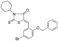 (Z)-5-(2-(BENZYLOXY)-5-BROMOBENZYLIDENE)-3-CYCLOHEXYL-2-THIOXOTHIAZOLIDIN-4-ONE 结构式