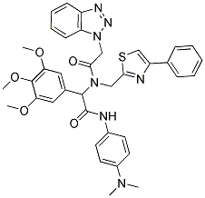 2-(2-(1H-Benzo[d][1,2,3]triazol-1-yl)-N-((4-phenylthiazol-2-yl)methyl)acetamido)-N-(4-(dimethylamino)phenyl)-2-(3,4,5-trimethoxyphenyl)acetamide 结构式