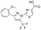 2-[3-(2-METHOXYPHENYL)-5-(TRIFLUOROMETHYL)-1H-PYRAZOL-1-YL]-1,3-THIAZOLE-4-CARBOXYLIC ACID 结构式