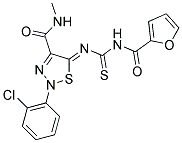 (5Z)-2-(2-CHLOROPHENYL)-5-{[(2-FUROYLAMINO)CARBONOTHIOYL]IMINO}-N-METHYL-2,5-DIHYDRO-1,2,3-THIADIAZOLE-4-CARBOXAMIDE 结构式