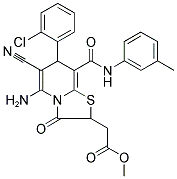 METHYL 2-(5-AMINO-7-(2-CHLOROPHENYL)-6-CYANO-3-OXO-8-(M-TOLYLCARBAMOYL)-3,7-DIHYDRO-2H-THIAZOLO[3,2-A]PYRIDIN-2-YL)ACETATE 结构式