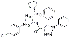 (Z)-N-(2-(4-CHLOROPHENYL)-4-(PYRROLIDINE-1-CARBONYL)-1,2,3-THIADIAZOL-5(2H)-YLIDENE)-1,5-DIPHENYL-1H-1,2,3-TRIAZOLE-4-CARBOXAMIDE 结构式