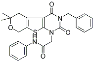 2-[3-BENZYL-6,6-DIMETHYL-2,4-DIOXO-3,4,5,8-TETRAHYDRO-2H-PYRANO[4',3':4,5]THIENO[2,3-D]PYRIMIDIN-1(6H)-YL]-N-PHENYLACETAMIDE 结构式