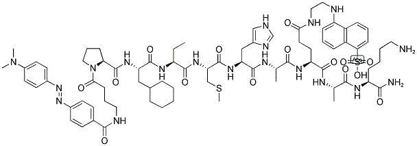 DABCYL-(G-ABU)-P-CHA-ABU-SMC-HA-E(EDANS)-AK-NH2 结构式