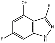 3-BROMO-6-FLUORO-4-HYDROXYINDAZOLE 结构式