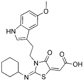 2-{2-(CYCLOHEXYLIMINO)-3-[2-(5-METHOXY-1H-INDOL-3-YL)ETHYL]-4-OXO-1,3-THIAZOLIDIN-5-YLIDENE}ACETIC ACID 结构式