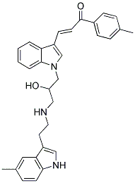 (E)-3-[1-(2-HYDROXY-3-{[2-(5-METHYL-1H-INDOL-3-YL)ETHYL]AMINO}PROPYL)-1H-INDOL-3-YL]-1-(4-METHYLPHENYL)-2-PROPEN-1-ONE 结构式