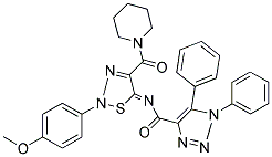 (Z)-N-(2-(4-METHOXYPHENYL)-4-(PIPERIDINE-1-CARBONYL)-1,2,3-THIADIAZOL-5(2H)-YLIDENE)-1,5-DIPHENYL-1H-1,2,3-TRIAZOLE-4-CARBOXAMIDE 结构式