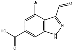 3-醛基-4-溴-吲唑-6-羧酸 结构式