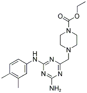 ETHYL 4-{[4-AMINO-6-(3,4-DIMETHYLANILINO)-1,3,5-TRIAZIN-2-YL]METHYL}-1-PIPERAZINECARBOXYLATE 结构式