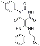 (Z)-5-((2-METHOXYETHYLAMINO)(PHENYLAMINO)METHYLENE)-1-P-TOLYLPYRIMIDINE-2,4,6(1H,3H,5H)-TRIONE 结构式