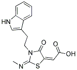 (2E)-[(2E)-3-[2-(1H-INDOL-3-YL)ETHYL]-2-(METHYLIMINO)-4-OXO-1,3-THIAZOLIDIN-5-YLIDENE]ACETIC ACID 结构式