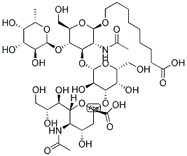 8-HYDROXYCARBONYLOCTYL 5-ACETAMIDO-3,5-DI-DEOXY-D-GLYCERO-ALPHA-D-GALACTO-2-NONULOPYRANOSYL(2-3)-BETA-D-GALACTOPYRANOSYL(1-3)-[ALPHA-L-FUCOPYRANOSY(1-3)]-2-ACETAMIDO-2-DEOXY-BETA-D-GLUCOPYRANOSIDE 结构式