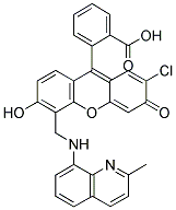 2-[2-CHLORO-6-HYDROXY-5-(2-METHYLQUINOLIN-8-YLAMINO)METHYL]-3-OXO-3H-XANTHEN-9-YLBENZOIC ACID 结构式