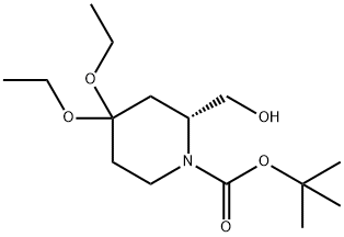 TERT-BUTYL (2R)-4,4-DIETHOXY-2-(HYDROXYMETHYL)PIPERIDINE-1-CARBOXYLATE 结构式