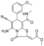 (Z)-METHYL 2-(5-AMINO-6-CYANO-7-(3-METHOXYPHENYL)-8-(METHYLCARBAMOYL)-3-OXO-3H-THIAZOLO[3,2-A]PYRIDIN-2(7H)-YLIDENE)ACETATE COMPOUND WITH METHANE (1:1) 结构式