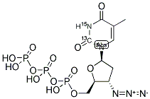 3'-Azido-3'-deoxythymidine-5'-triphosphate, [2-13C-1,3-15N]- 结构式