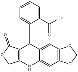 2-(8-OXO-5,6,8,9-TETRAHYDRO[1,3]DIOXOLO[4,5-G]FURO[3,4-B]QUINOLIN-9-YL)BENZENECARBOXYLIC ACID 结构式