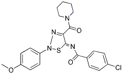 4-CHLORO-N-[2-(4-METHOXYPHENYL)-4-(1-PIPERIDINYLCARBONYL)-1,2,3-THIADIAZOL-5(2H)-YLIDENE]BENZAMIDE 结构式