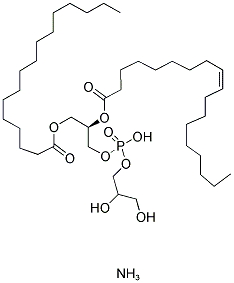 2-OLEOYL-1-PALMITOYL-SN-GLYCERO-3-PHOSPHO-RAC-(1-GLYCEROL) AMMONIUM SALT 结构式