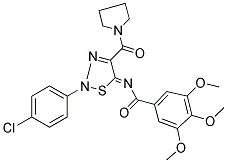 (Z)-N-(2-(4-CHLOROPHENYL)-4-(PYRROLIDINE-1-CARBONYL)-1,2,3-THIADIAZOL-5(2H)-YLIDENE)-3,4,5-TRIMETHOXYBENZAMIDE 结构式