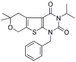 1-BENZYL-3-ISOPROPYL-6,6-DIMETHYL-1,5,6,8-TETRAHYDRO-2H-PYRANO[4',3':4,5]THIENO[2,3-D]PYRIMIDINE-2,4(3H)-DIONE 结构式