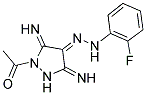 (4E)-1-ACETYL-3,5-DIIMINOPYRAZOLIDIN-4-ONE (2-FLUOROPHENYL)HYDRAZONE 结构式