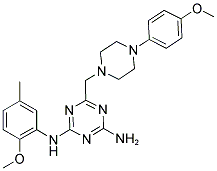 N~2~-(2-METHOXY-5-METHYLPHENYL)-6-{[4-(4-METHOXYPHENYL)-1-PIPERAZINYL]METHYL}-1,3,5-TRIAZINE-2,4-DIAMINE 结构式